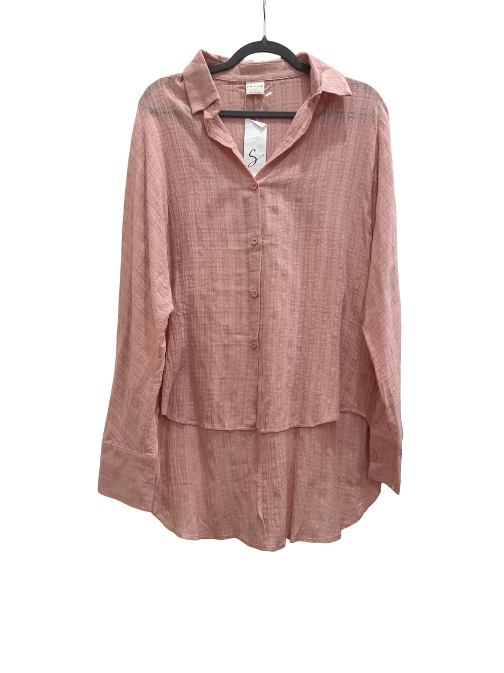 Women's Relaxed Button-Down Shirt in Dusty Pink - Picture 7 of 9